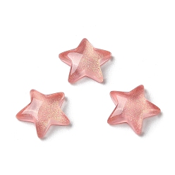 Pink K9 Glass Cabochons, with Glitter Powder, Star, Pink, 10x10.5x3mm