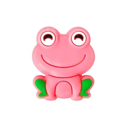 Hot Pink Frog Food Grade Silicone Beads, Chewing Beads For Teethers, DIY Nursing Necklaces Making, Hot Pink, 28.5mm
