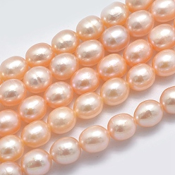 Sandy Brown Natural Cultured Freshwater Pearl Beads Strands, Oval, Sandy Brown, 6.5~7x5.5~6mm, Hole: 0.8mm, about 44pcs/strand, 14.17 inch(36cm)