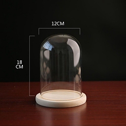 Прозрачный Стеклянный купол, декоративная витрина, колокол баночка террариум с деревянной основой, прозрачные, 120x180 мм
