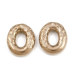 Розовое Золото 304 нержавеющей стали связывающий кольца, текстурированный овал, ионное покрытие (ip), розовое золото , 18x15x4.5 мм, внутренний диаметр: 8x5 мм