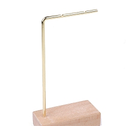 Цвет Древесины Металлические подставки для сережек в форме буквы L, подставка для ювелирных изделий с деревянной основой, для сережек, браслеты ожерелья, фото реквизит, золотые, деревесиные, 5.4x3x9.7 см