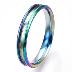 Rainbow Color 201 рифленое кольцо из нержавеющей стали для женщин, Радуга цветов, размер США 12 3/4 (22 мм), широк: 4 мм