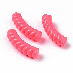 Hot Pink Opaque Acrylic Beads, Twist, Curved Tube, Hot Pink, 33x12x8.5mm, Hole: 1.6mm, about 308pcs/500g