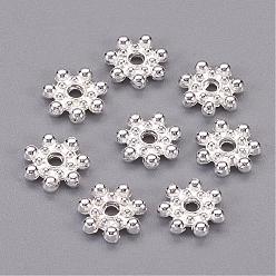 Silver Tibetan Style Alloy Spacer Beads, Daisy, Silver Color Plated, 8x2mm, Hole: 1.5mm