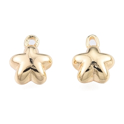 Real 18K Gold Plated Brass Charms, Cadmium Free & Nickel Free & Lead Free, Flower, Real 18K Gold Plated, 9x7x4mm, Hole: 1mm