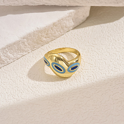  Крупные толстые кольца с широкой полосой из латуни и эмали для женщин, украшения для путешествий и отпуска, королевский синий, внутренний диаметр: 16~18 мм