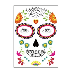 Orange Halloween Theme Removable Temporary Water Proof Face Tattoos Paper Stickers, Human Head, Orange, 21x15cm