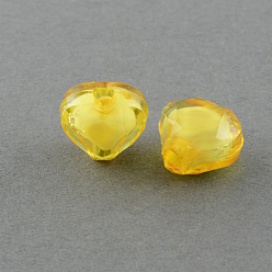 Goldenrod Transparent Acrylic Beads, Bead in Bead, Faceted, Heart, Goldenrod, 9x10x6mm, Hole: 2mm, about 1700pcs/500g