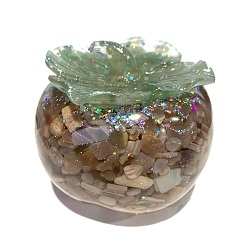 Лунный Камень Украшение из смолы хурмы, с кусочками натурального лунного камня внутри статуй для украшения домашнего офиса, 80x80x70 мм