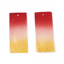 Красный Окрашенные распылением большие подвески в виде ракушек Capiz, прямоугольник амулеты, красные, 69.5x29.5x1 мм, отверстие : 1.8 мм