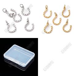 Golden & Stainless Steel Color 30Pcs 2 Colors 304 Stainless Steel Charms, Horseshoe, Golden & Stainless Steel Color, 13x10x1mm, Hole: 3mm, 15pcs/color