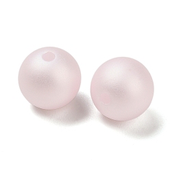 Pink Матовые пластиковые бусины с имитацией жемчуга, круглые, розовые, 8 мм, отверстие : 1.4 мм