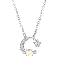 Scorpio Constellation Rhinestone Pendant Necklace, Platinum Brass Star Necklace, Scorpio, 16.14~19.69 inch(41~50cm)