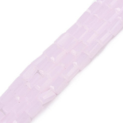 Pink Imitation Jade Glass Beads Strands, Rectangle, Pink, 4~5x2~3x2~3mm, Hole: 0.9mm, about 93~103pcs/strand, 17.32 inch~19.09 inch(44~48.5cm)