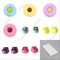 (52) Непрозрачная лаванда Наборы для находки бисера своими руками, включая силиконовые бусины в форме ромашек, пластиковые шнуровые замки, разноцветные, 19.5x7.5 мм, отверстие : 2 мм