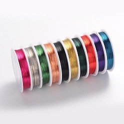 Mixed Color Round Copper Jewelry Wire, Lead Free & Cadmium Free & Nickel Free, Mixed Color, 28 Gauge, 0.3mm, about 85.3 Feet(26m)/roll
