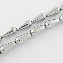 Silver Plated Non-magnetic Synthetic Hematite Beads Strands, Grade A, teardrop, Silver Plated, 16x8x8mm, Hole: 1mm