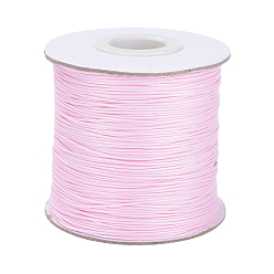 Бледно-Розовый Вощеный шнур полиэстера, шарик шнур, розовый жемчуг, 0.5 мм, около 169.51~174.98 ярдов (155~160 м) / рулон