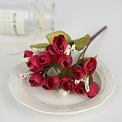 Dark Red Plastic Eucalyptus Artificial Flower, for Wedding Party Home Room Decoration Marriage Accessories, Dark Red, 240mm