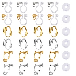Platinum & Golden DIY Clip-on Earring Making Finding Kits, Including Resin & Brass Clip-on Earring Findings, Plastic Pads, Platinum & Golden, 40pcs/box