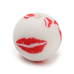 Lip Silicone Beads, Round, Lip, 15mm, Hole: 2mm