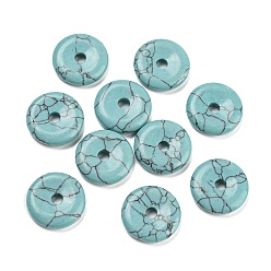 Synthetic Turquoise Synthetic Turquoise Dyed China Safety Buckle Pendants, 15~16x3~4mm, Hole: 3mm