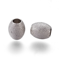 Stainless Steel Color 304 Stainless Steel Textured Beads, Oval, Stainless Steel Color, 7x6mm, Hole: 3mm