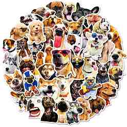 Dog Waterproof PVC Adhesive Sticker Lables, for Suitcase, Skateboard, Refrigerator, Helmet, Mobile Phone Shell, Computer, Cup, Dog Pattern, 50~70x50~70mm