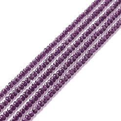 Rouge Violet Moyen Chapelets de perles en verre transparentes  , facette, ronde, support violet rouge, 2mm, Trou: 0.6mm, Environ 182~201 pcs/chapelet, 14.57~15.24 pouce ((37~38.7 cm)