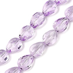 Средно-синий Прозрачные стеклянные бусины, лист, светло-синий, 11~12x9x6 мм, отверстие : 0.9 мм, около 54~55 шт / нитка, 24.41~24.80'' (62~63 см)