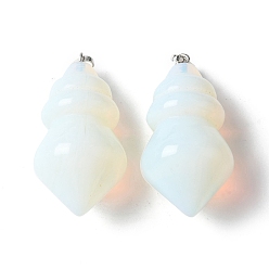 Опал Opalite подвески, с латунной найти, конус, 44.5~47.5x23.5~24 мм, отверстие : 6x4.5 мм