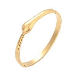 Настоящее золото 14K 304 женские шарнирные браслеты из нержавеющей стали, слеза, ионное покрытие (ip), реальный 14 k позолоченный, внутренний диаметр: 1-7/8x2-3/8 дюйм (4.9x5.9 см)