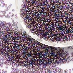 Dark Orchid 6/0 Round Glass Seed Beads, Grade A, Transparent Colours Rainbow, Dark Orchid, 3.6~4.0mm, Hole: 1.2mm, about 5000pcs/pound