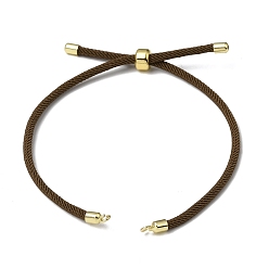Coffee 3MM Adjustable Round Nylon Braided Cord Bracelet Making, with Golden Brass Findings, Fit for Connector Charms, Coffee, 8.66 inch(22cm), Hole: 1.5mm