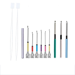 Mixed Color Stainless Steel Punch Embroidery Tool Kits, including Punch Needle Handle, Threader, Replacement Needle, Mixed Color, 120x70x10mm