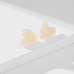 Silver Needle - Yellow Simple Heart-shaped Resin Acetic Acid Earrings with Texture Design