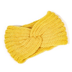 Yellow Cross Knitting Wool Yarn Headbands, Wide Hair Accessories for Girls Women, Yellow, 220x105mm