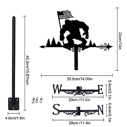 Singe Indicateur de direction du vent en fer orang-outan, girouette pour outil de mesure du vent de jardin extérieur, électrophorèse noir, 330x358mm