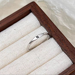 Letter N Adjustable Rhodium Plated 925 Sterling Silver Initial Letter Signet Ring for Women, Platinum, Letter.N, US Size 6 1/2(16.9mm)