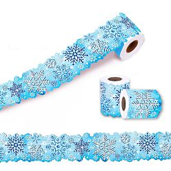 Snowflake Christmas Theme Adhesive Paper Decorative Tape, for Cards Making, Scrapbooking, Diary, Planner, Envelope & Notebooks, Deep Sky Blue, Snowflake, 80mm, about 20.7m/roll