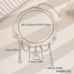 Платина Стильные ожерелья-нагрудники с подвеской в виде звезды из цинкового сплава для праздничного уличного стиля, платина, 15.55 дюйм (39.5 см)