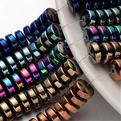 Mixed Color Electroplate Non-magnetic Synthetic Hematite Beads Strands, Heishi Beads, Disc/Flat Round, Mixed Color, 12x6mm, Hole: 1mm, about 69pcs/strand, 15.7 inch