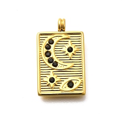 Реактивный Самолет 304 из нержавеющей стали горный хрусталь подвески, ионное покрытие (ip), реальный 14 k позолоченный, прямоугольник с лунным узором подвески, струя, 22x13x2.5 мм, отверстие : 2.5 мм