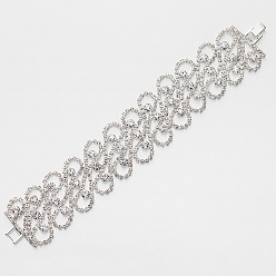 Серебро Элегантный серебряный женский браслет с кристаллами и стразами с преувеличенно гламурным дизайном