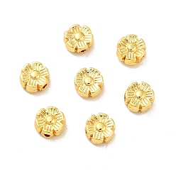 Real 18K Gold Plated Rack Plating Alloy Beads, Long-Lasting Plated, Cadmium Free & Lead Free, Flower, Real 18K Gold Plated, 6x3mm, Hole: 1mm