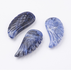 Sodalite Natural Sodalite Pendants, Wing, 34~35x16~18x6.5~7.5mm, Hole: 1mm