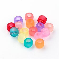 Mixed Color Transparent European Acrylic Beads, Frosted, Column, Mixed Color, 8x6mm, Hole: 4mm, about 1950pcs/500g