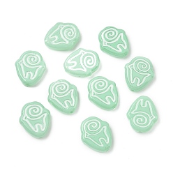 Весенне-зеленый Бусины лэмпворк , руны, с эмалью, весенний зеленый, 19.5~20x17x5~5.5 мм, отверстие : 1.2 мм