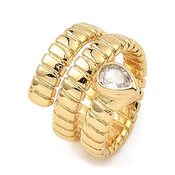 Прозрачный Кольца-капельки с кубическим цирконием, покрытие стойки из настоящей позолоченной латуни 18k, обручальное кольцо, кольцо-солитер, без кадмия и без свинца, прозрачные, размер США 8 1/2 (18.5 мм)